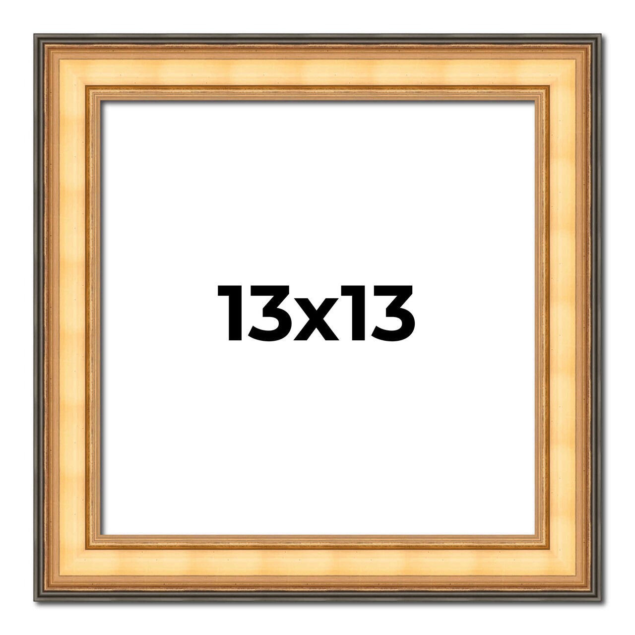 Square Traditional Gold Picture Frame - UV Acrylic, Foam Board Backing, Hanging Hardware